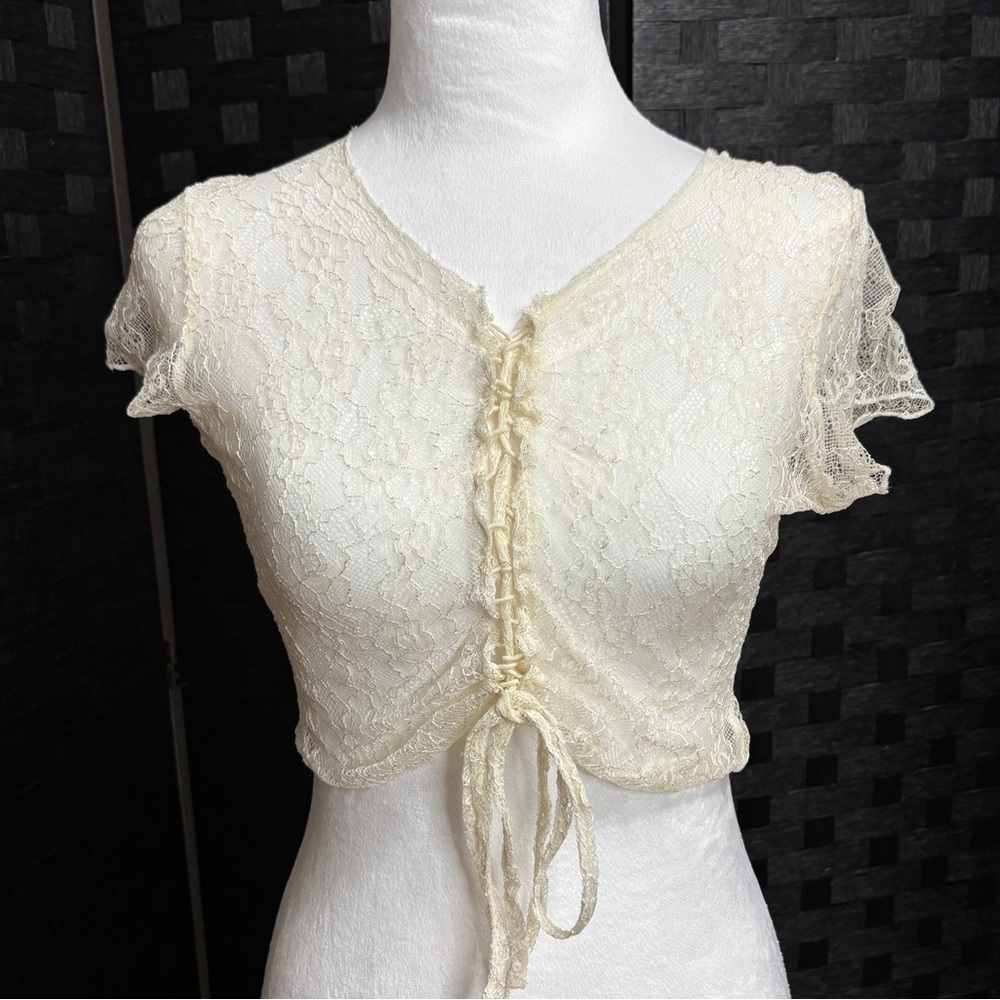 Thorn & Fable Lace Crop‎ Top Juniors S Ethereal Angel Y2K Festival Cochella Club